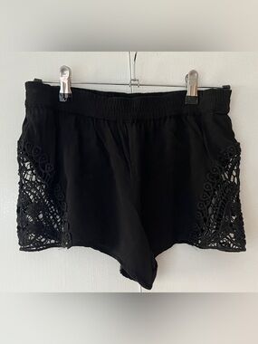 Forever 21 Black High-Waist Crochet Side Trim Shorts